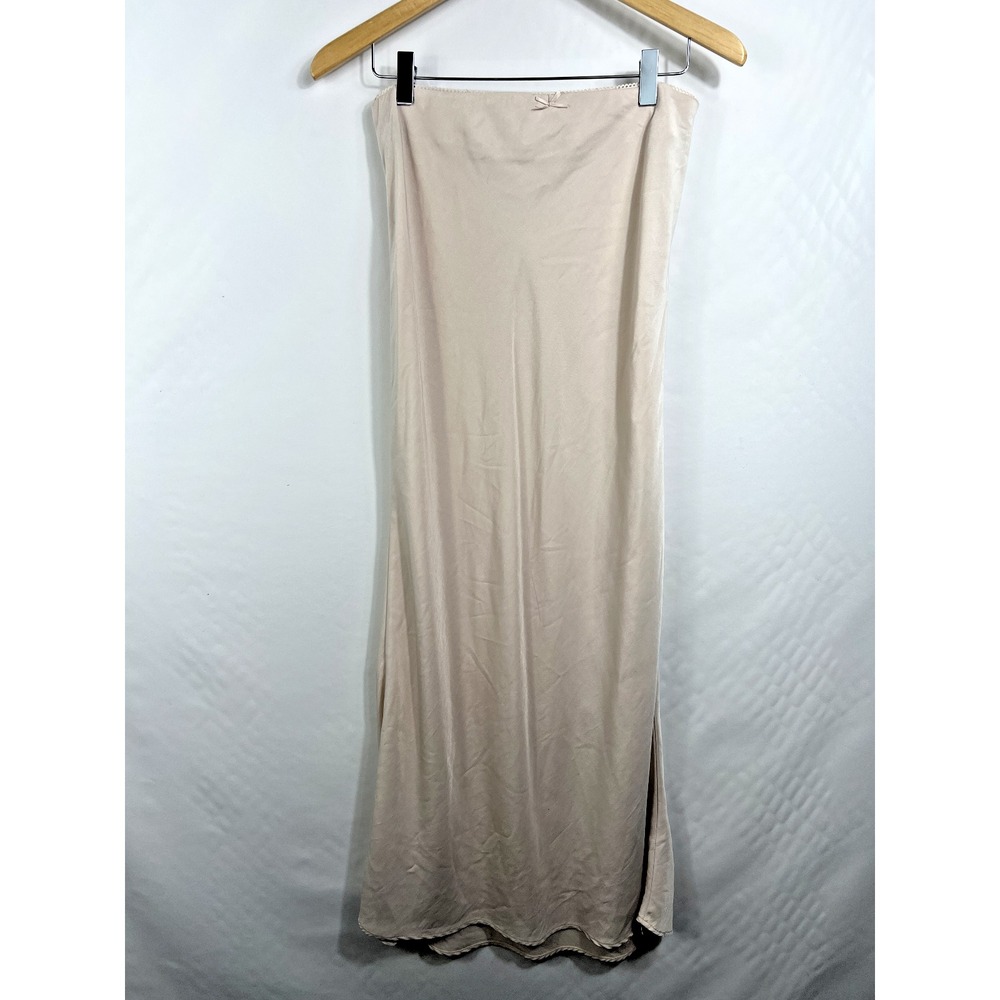 Vanilla Star Maxi Skirt Womens Medium Beige V6983-1 Silky Rayon‎ Blend Scalloped